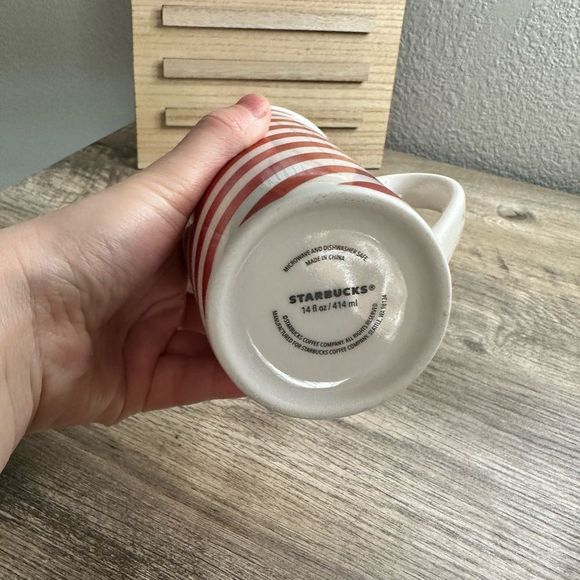 Starbucks Candy Cane Red White Handled Ceramic Coffee Mug - Picture 6 of 7